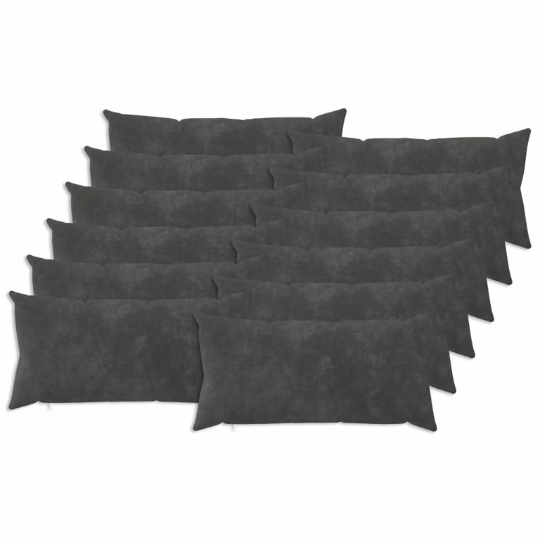 Set di 12 cuscini vidaXL HEERLEN in microfibra, colore antracite, forma rettangolare, L: 80 cm, P: 40 cm, H: 24 cm
