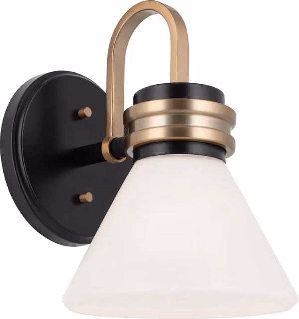 Applique da bagno Kichler FARUM in metallo e vetro opale nero e oro con lampadina G9