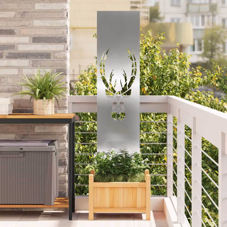Paravento per privacy da giardino vidaXL in acciaio zincato Argento L: 32 cm, H: 140 cm