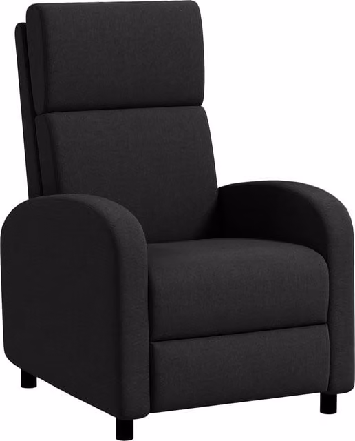 Poltrona Relax Reclinabile Manuale HOMCOM con Poggiapiedi in Tessuto Effetto Lino, Nero