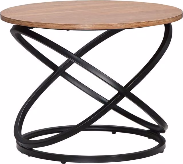 Tavolino rotondo HOMCOM in stile industriale con piano in legno e struttura in metallo nero, Ø 60 x H 46 cm
