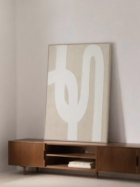 Quadro astratto moderno Retour di Kenay Home, colore beige, L: 120 cm, H: 150 cm