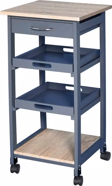 Carrello da cucina HOMCOM in legno di pino e MDF con cassetto, 2 vassoi estraibili e ripiano fisso, L/P/H: 37 x 37 x 76 cm