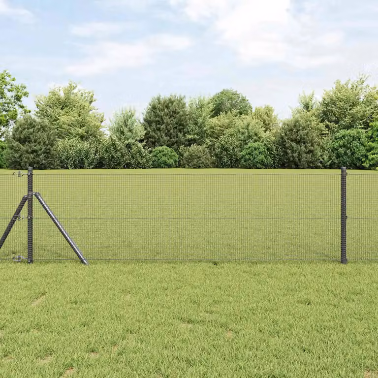 Recinzione a rete saldata vidaXL in acciaio e PVC Grigio, da fissare a terra, H: 100 cm x L: 0,4 m