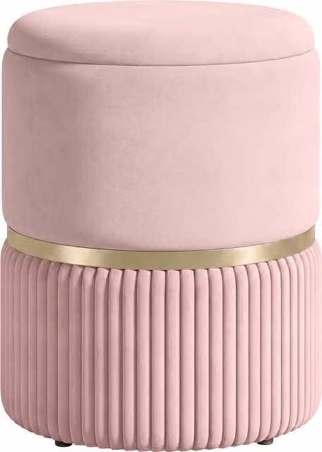 Pouf Poggiapiedi Contenitore HOMCOM in Velluto a Coste Rosa, L/P/H: 36 x 36 x 44 cm