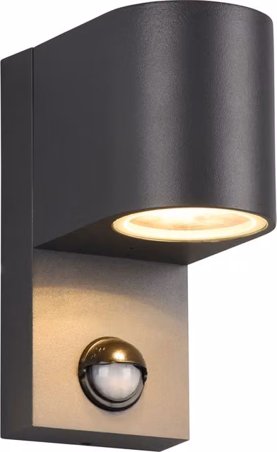 Applique da esterno Trio Leuchten Roya con sensore di movimento e LED luce bianca calda, colore nero