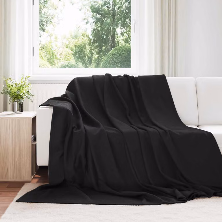 Set di 6 coperte in pile vidaXL nere per adulti L 270 cm x P 240 cm