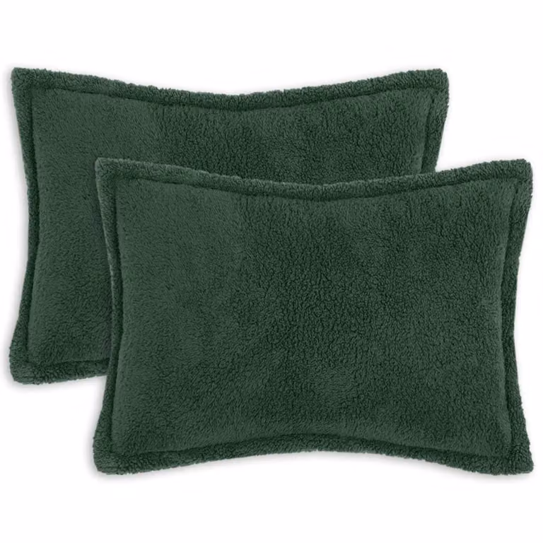 Set di 2 federe vidaXL HOUTEN in tessuto bouclé verde scuro, L 50 cm x P 80 cm