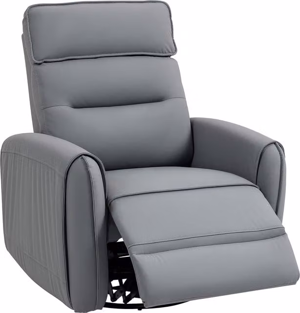 Poltrona Relax HOMCOM Reclinabile Manualmente con Poggiapiedi, Base Girevole 360 e Rivestimento in Tessuto Effetto Pelle, Grigio