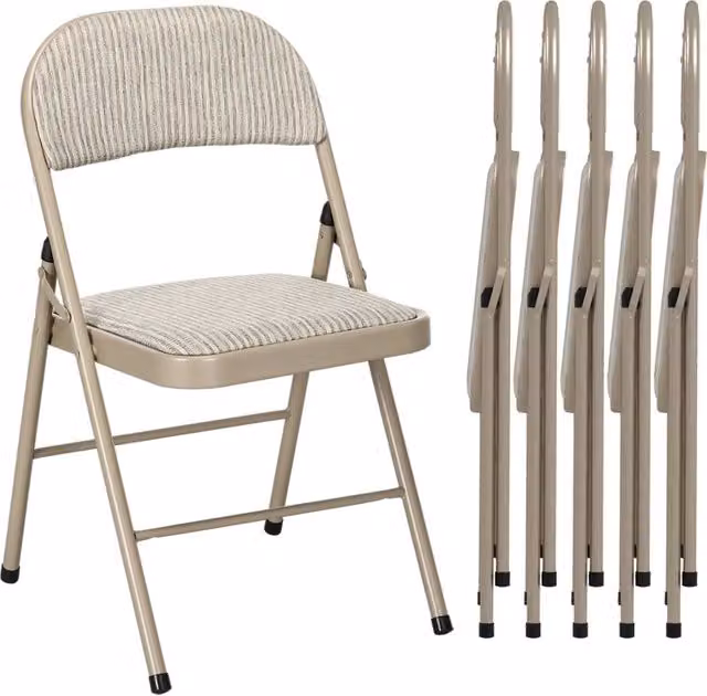 Set di 6 sedie pieghevoli da pranzo Minimal con telaio in acciaio beige L/P/H: 45 x 46 x 78 cm
