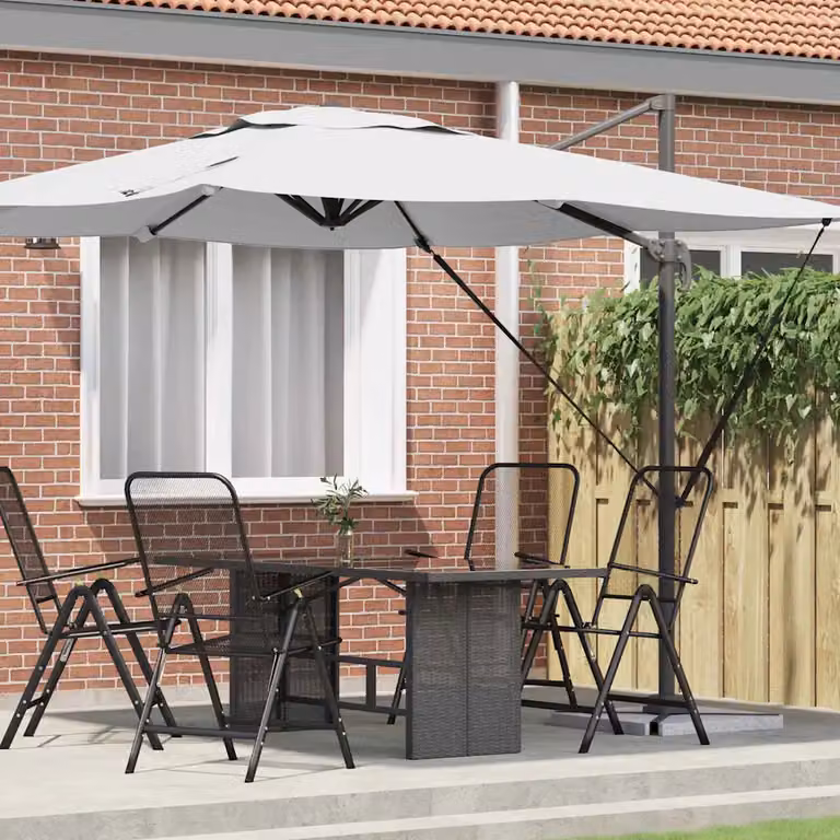 Parasole a braccio mobile vidaXL Roma Beige in Alluminio e Poliestere L/P/H: 286 x 284 x 265 cm