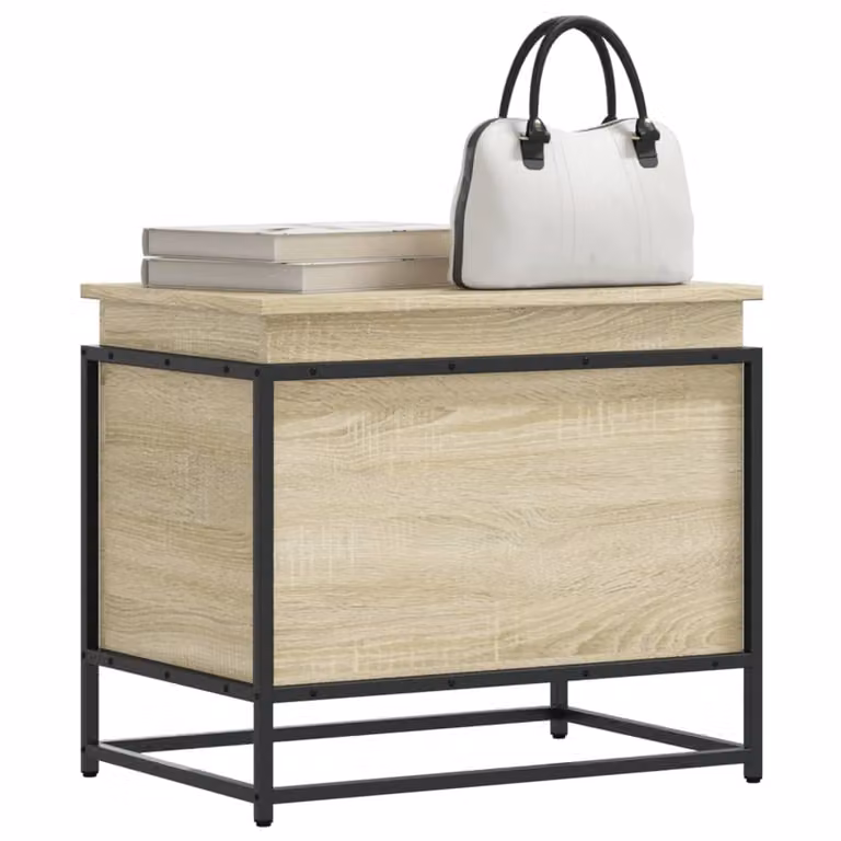 Contenitore con coperchio vidaXL in stile industrial, colore rovere sonoma e beige, L 60 cm x P 40 cm x H 51,5 cm