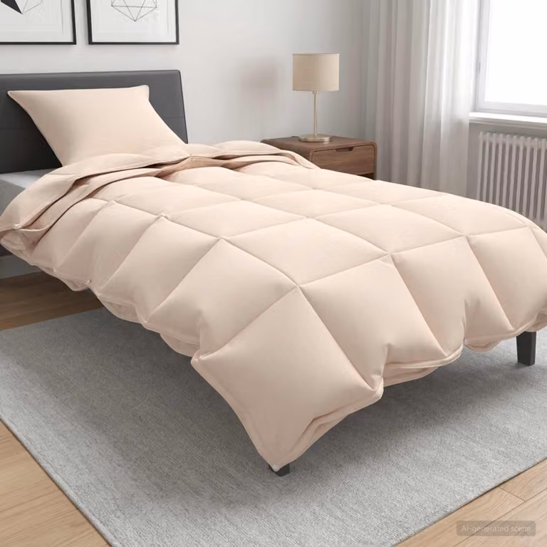 Piumone per tutte le stagioni vidaXL in fibra di kapok e cotone, Beige, L 135 x P 220 cm
