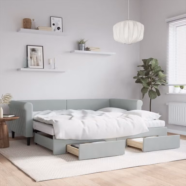 vidaXL Divano Letto con Cassetti in Velluto Grigio L 200 cm x P 90 cm