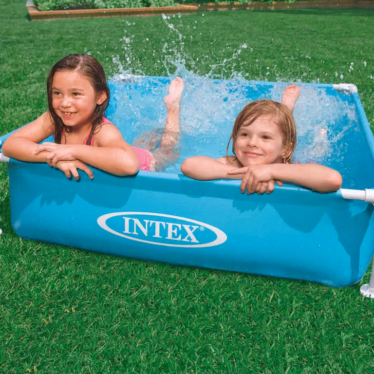 Piscina Mini Frame Intex Quadrata Blu e Beige L/P/H: 122 x 122 x 30 cm