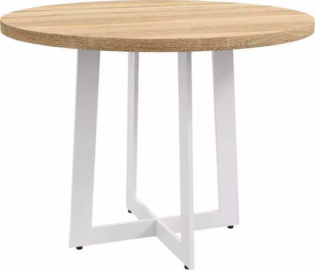 Tavolo da pranzo rotondo moderno HOMCOM per 4 persone, Legno naturale e Bianco, Ø 100 x H 75 cm