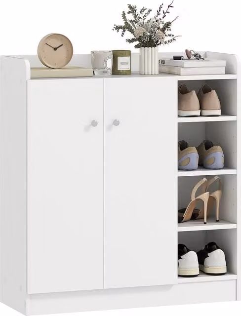 Armadio Scarpiera Moderna HOMCOM in Legno Bianco per 12 Paia di Scarpe