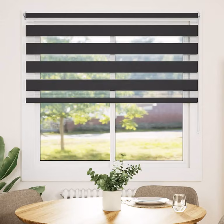 Tenda a rullo zebra vidaXL modello day/night in poliestere nero L: 120 cm x H: 175 cm