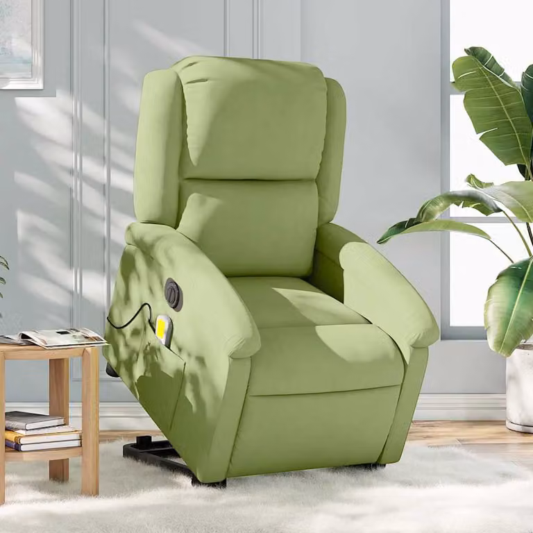 Poltrona Alzapersona Elettrica con Massaggio vidaXL in Velluto Verde per Senior