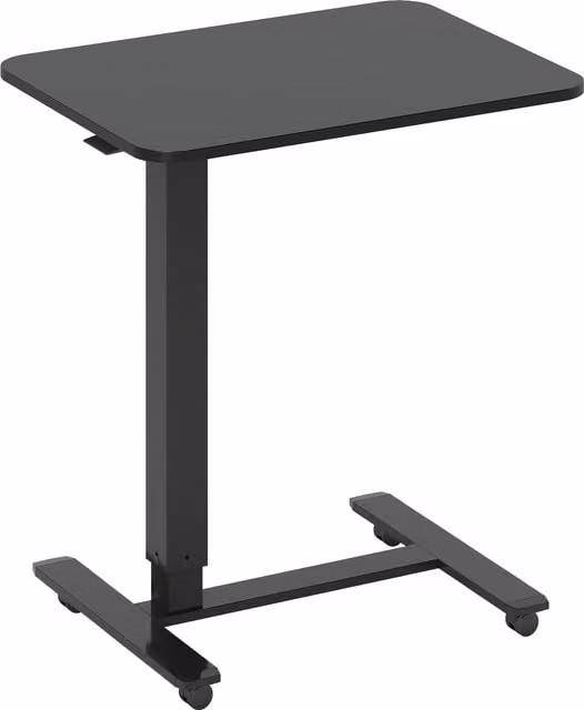 Scrivania con altezza regolabile HOMCOM a forma di C con 4 ruote, Nero, L: 65 cm, P: 48 cm, H: 70-110 cm