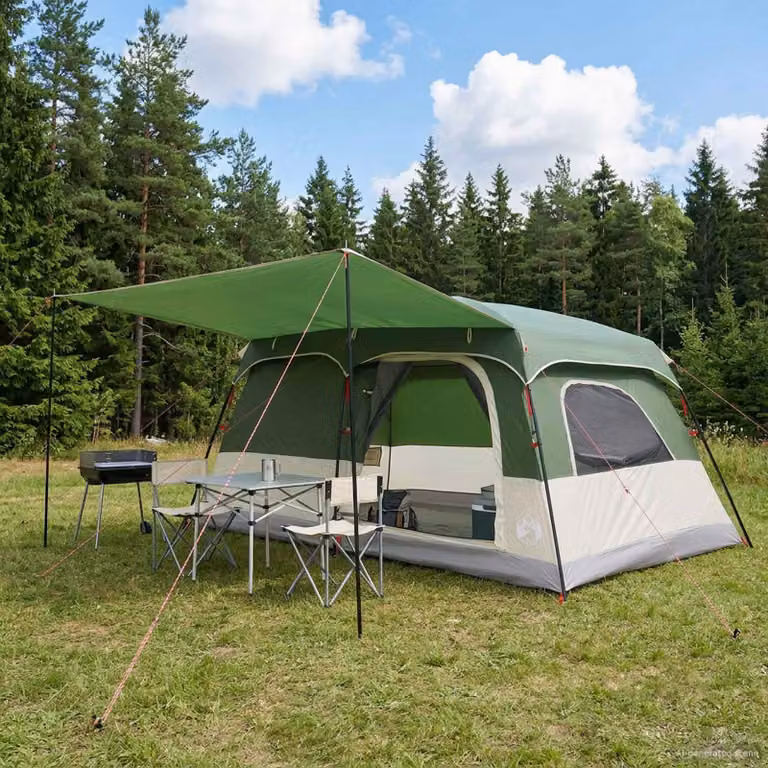 Tenda Familiare vidaXL per 10 Persone Verde in Poliestere e Acciaio