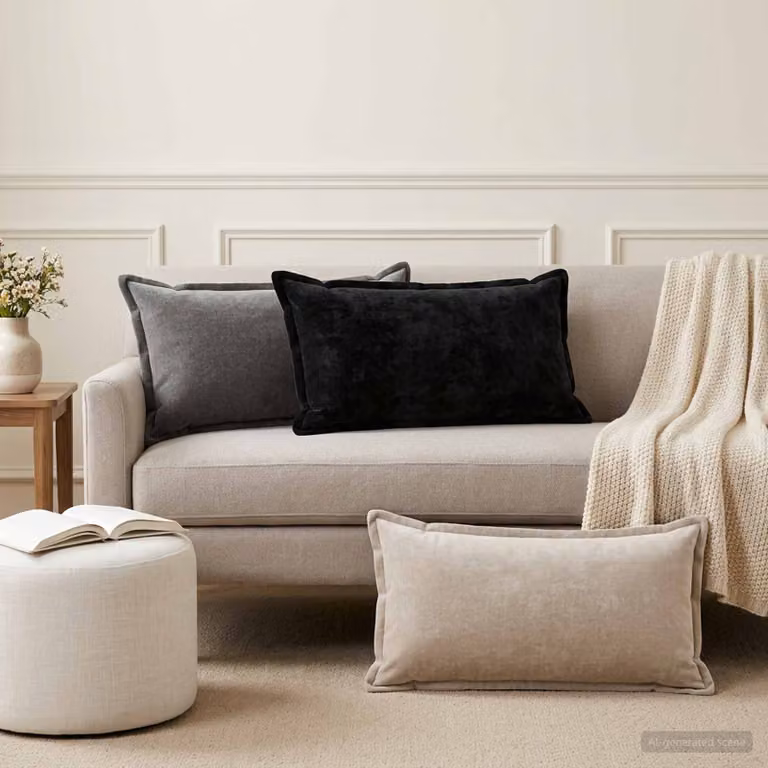 Set di 6 federe vidaXL HOUTEN in tessuto chenille grigio chiaro, L 70 x P 40 cm