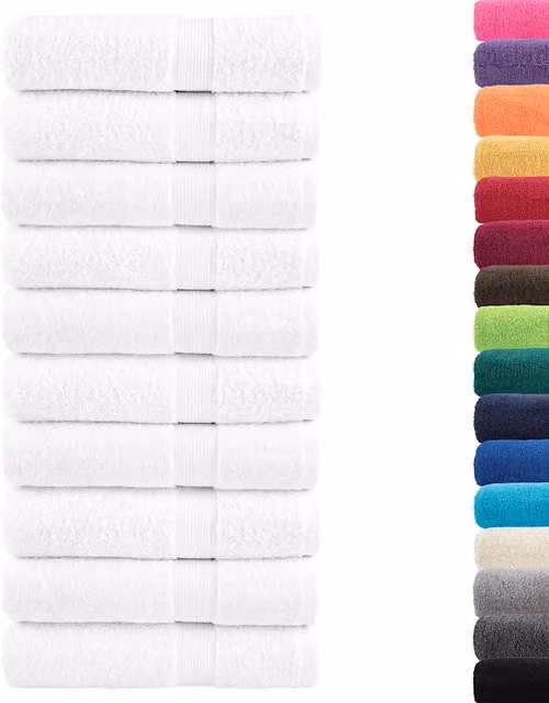 Set di 10 asciugamani da bagno SOLUND in cotone bianco, morbidi e certificati Oeko-Tex, 100x150 cm, 600 g/m2