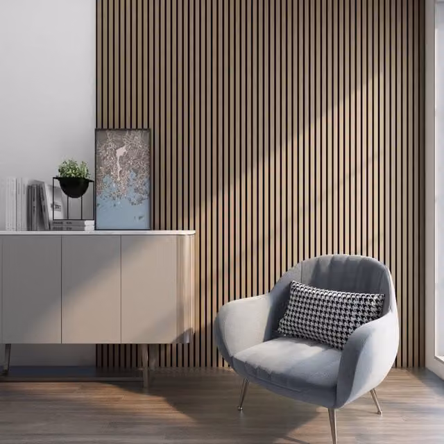 Set di 8 Pannelli Fonoassorbenti Decorativi in MDF Effetto Legno Marrone NEU.HOLZ