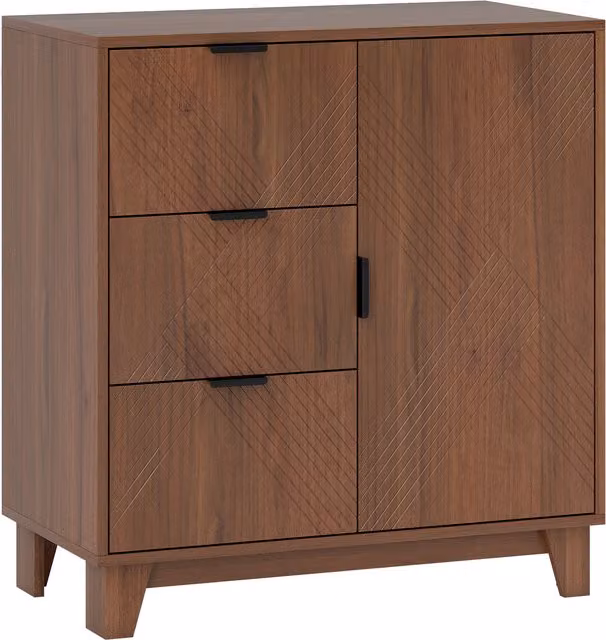 Buffet da soggiorno HOMCOM marrone con anta, 3 cassetti soft close e ripiano regolabile, L 75 cm x P 39 cm x H 80 cm