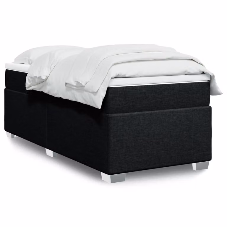 vidaXL Giroletto a Molle con Materasso Ibrido in Tessuto Nero L/P/H: 200 x 90 cm