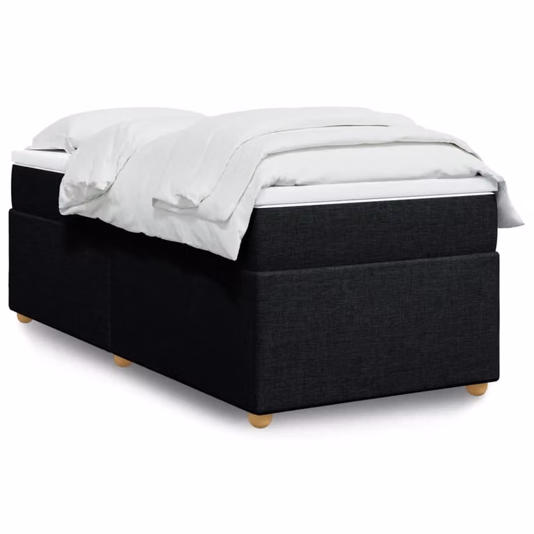 vidaXL Giroletto a Molle con Materasso Ibrido in Tessuto Nero L/P/H: 90 x 190 cm
