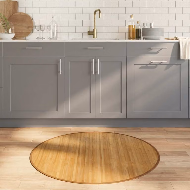 Tappeto rotondo vidaXL in bambù e polipropilene, colore beige e marrone, Diametro: 100 cm