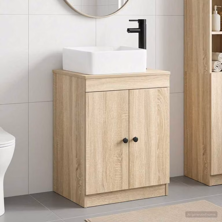 Set di mobili per il bagno moderno vidaXL in legno MDF color marrone