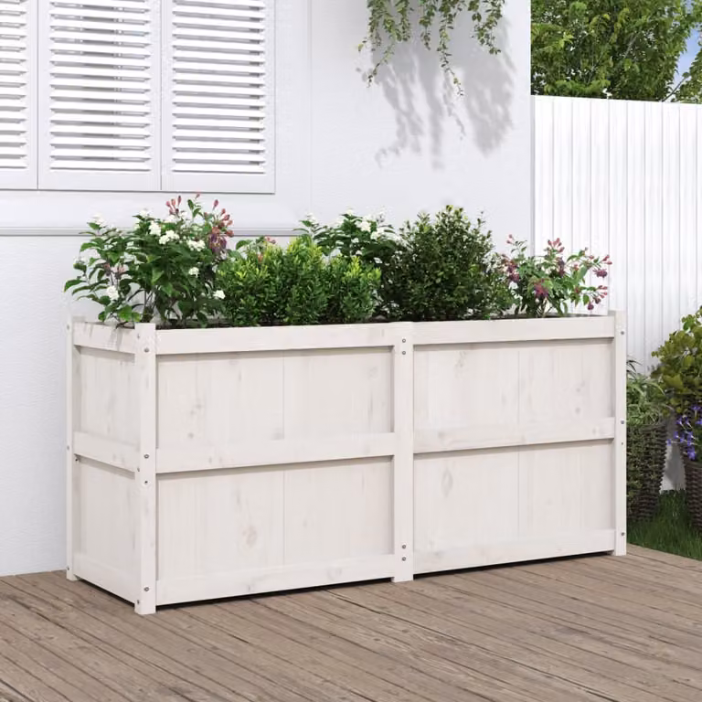 Fioriera da Giardino in Legno Massello vidaXL Bianca L: 150 cm, P: 50 cm, H: 70 cm