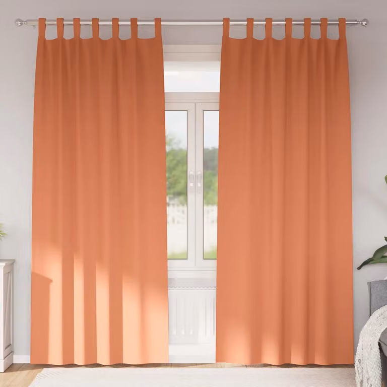 Set di 2 tende blackout vidaXL con anelli in poliestere, colore terracotta, L: 140 cm x H: 260 cm