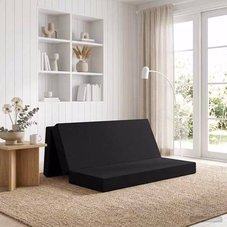 vidaXL Divano Letto Pieghevole Moderno in Tessuto Nero L: 200 cm, P: 67 cm, H: 45 cm