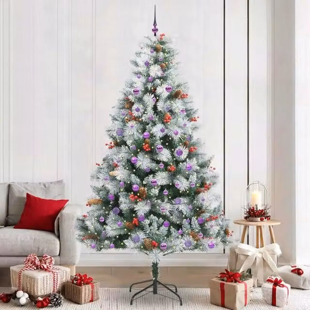 Albero di Natale artificiale moderno vidaXL verde e bianco, Altezza: 240 cm