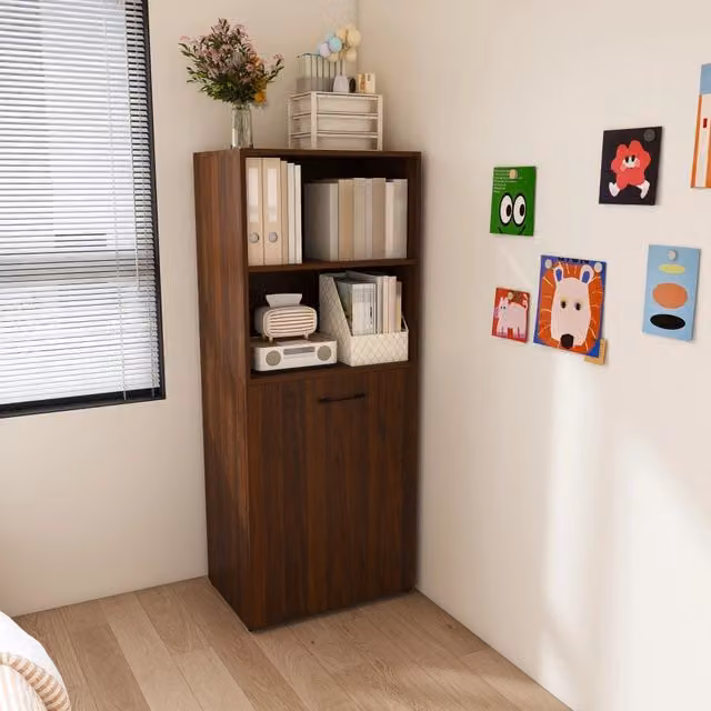Scrivania salvaspazio Minimal con cassetti in legno noce scuro L: 90 cm, P: 50 cm, H: 75 cm