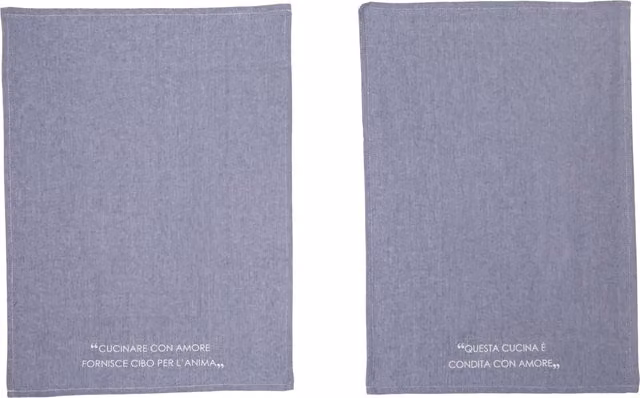 Set di 2 strofinacci Kasanova in cotone blu con scritta Quotes, L 50 cm x P 70 cm