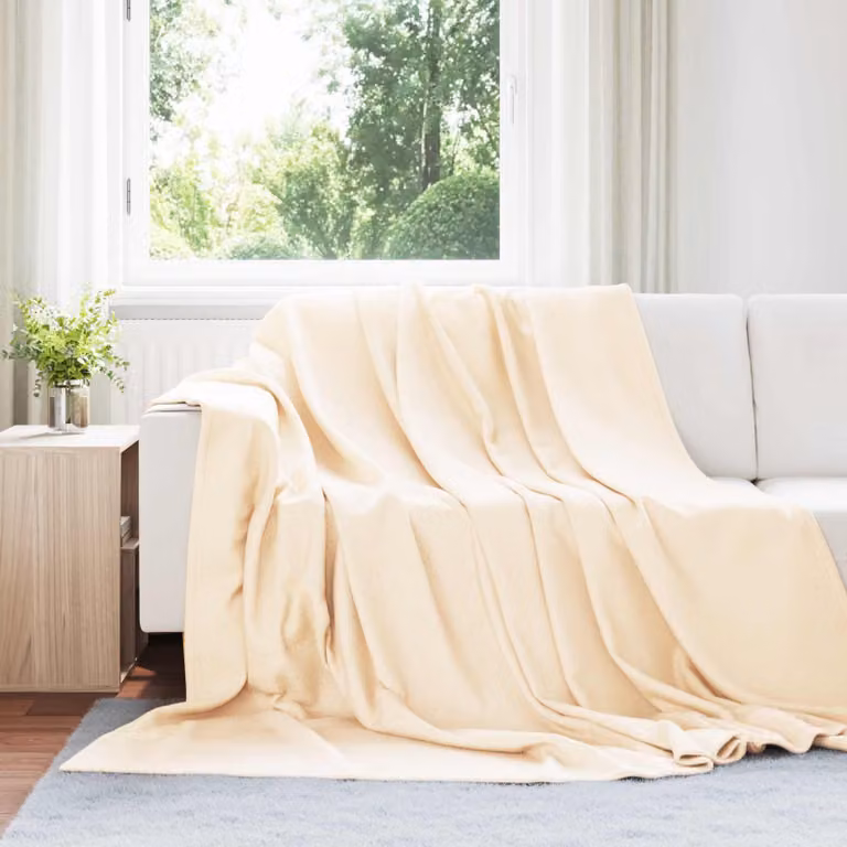 Set di 24 coperte in pile vidaXL beige, morbide e lavabili, L 240 cm x P 220 cm