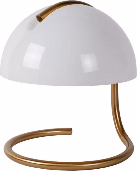 Lampada da tavolo rotonda Lucide Cato in metallo e vetro, bianca e oro, attacco E27, H: 25.0 cm, L: 23.5 cm, P: 10.0 cm