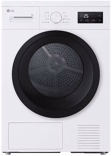 Asciugatrice a pompa di calore LG RNA1008NWK bianca, capacità 8 kg, Classe D, con programma per lana