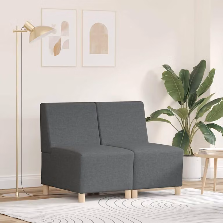 vidaXL Unità di Divano Modulare Imbottita in Tessuto, 2 Pezzi, Grigio Scuro