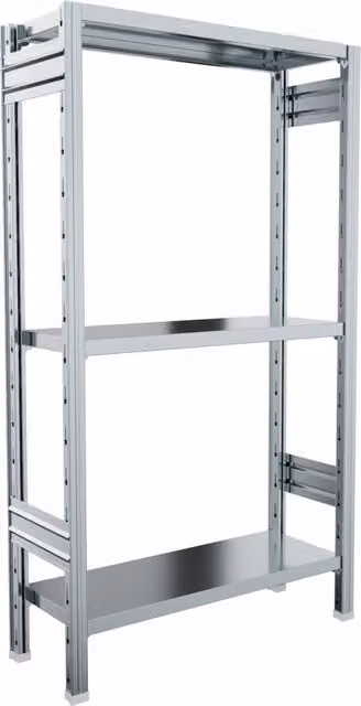 Scaffalatura metallica da magazzino Castellani Shop, colore argento, con ripiani regolabili, L: 80 cm, P: 70 cm, H: 150 cm