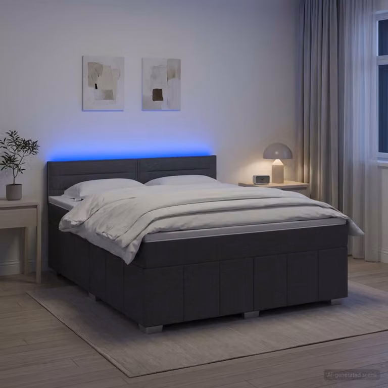 Letto box spring ibrido vidaXL con materasso a molle insacchettate, Grigio, L: 140 cm, P: 200 cm, H: 100,5 cm