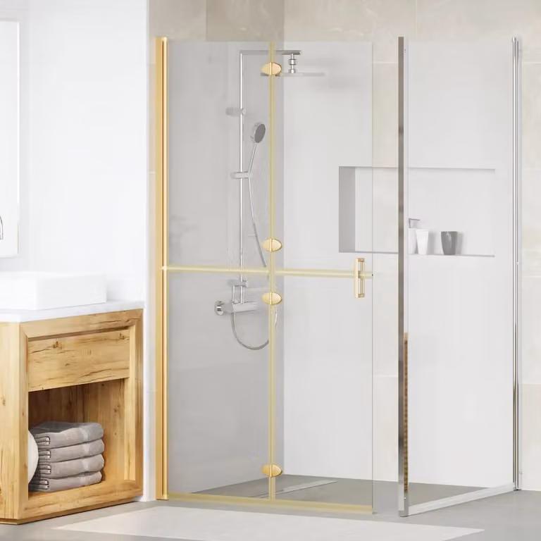 Parete doccia walk-in vidaXL in vetro rettangolare, Oro, L: 100 cm, P: 6,5 cm, H: 190 cm