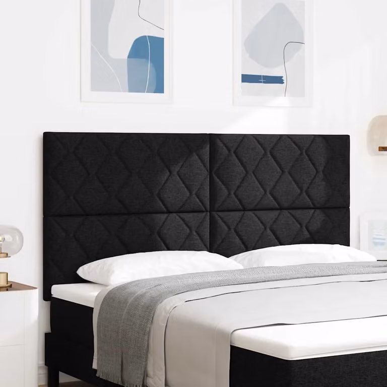 Testiera per letto imbottita vidaXL in tessuto nero con struttura in legno e design moderno