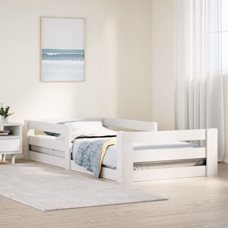 Letto per bambini vidaXL in legno di pino bianco con doghe fisse L/P: 140 x 70 cm