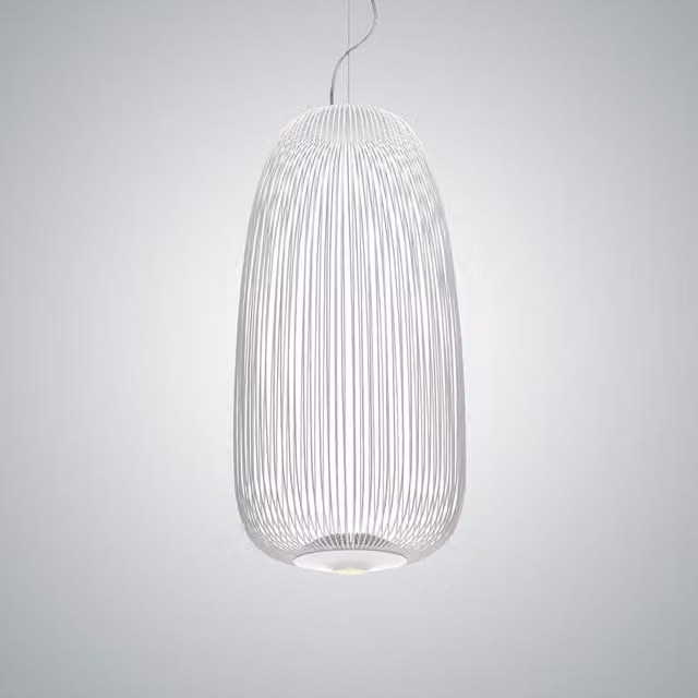Lampada a sospensione Foscarini Spokes 1 LED bianca dimmabile con altezza regolabile