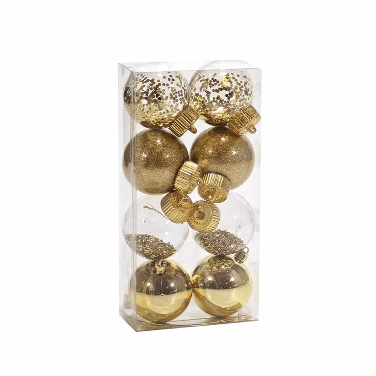 Set di 8 palline di Natale VESTIAMO CASA oro, diametro: 6 cm
